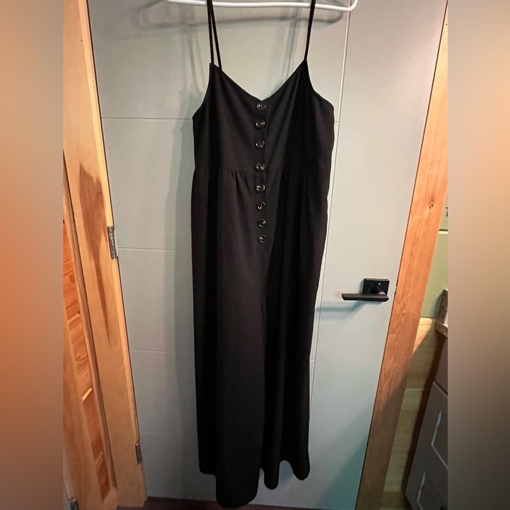 Black Button Detail Wide Leg Jumper med